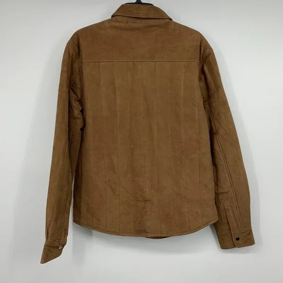 BlankNYC Jacket Quick Action 100% Goat Leather Brown Button Snap